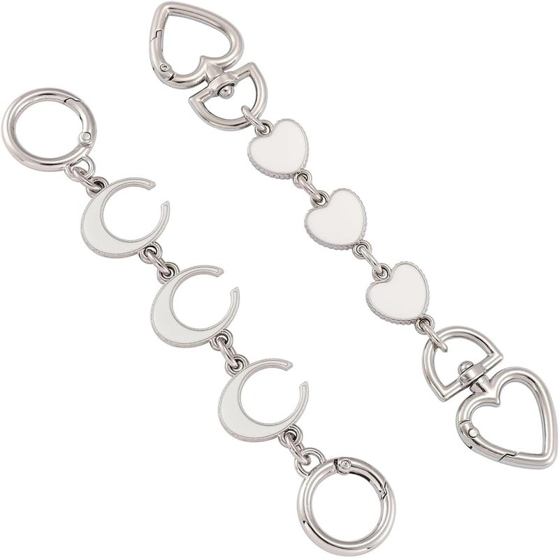 Anbys Store Silver Bag Chain Purse Extender Chain Purse Strap Extender Purse Charms(White Heart/Moon) - Image 1